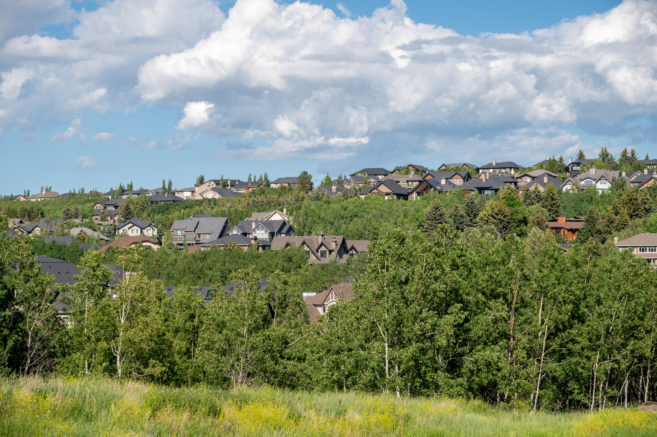 View of suburbs in Calgary, Alberta Canada